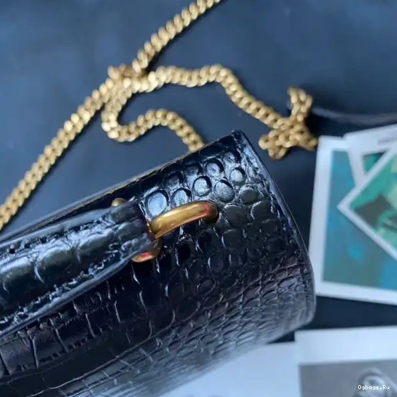 CROCODILE-EMBOSSED LEATHER YSL SUNSET IN SHINY 0403